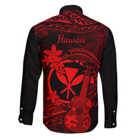Hawaii Family Matching Long Sleeve Bodycon Dress and Hawaiian Shirt Ukulele Mix Polynesian Plumeria Red Version LT14 - Polynesian Pride