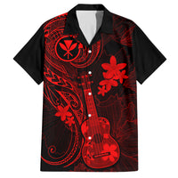 Hawaii Family Matching Short Sleeve Bodycon Dress and Hawaiian Shirt Ukulele Mix Polynesian Plumeria Red Version LT14 Dad's Shirt - Short Sleeve Red - Polynesian Pride