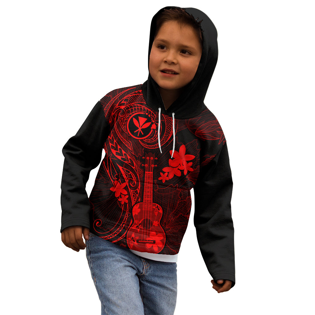 Hawaii Kid Hoodie Ukulele Mix Polynesian Plumeria Red Version LT14 - Polynesian Pride