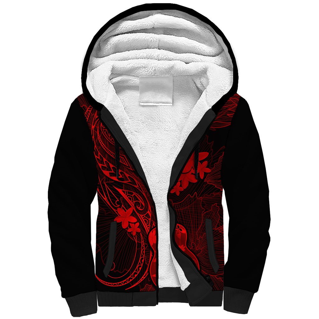 hawaii-sherpa-hoodie-ukulele-mix-polynesian-plumeria-red-version