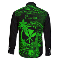 Hawaii Family Matching Long Sleeve Bodycon Dress and Hawaiian Shirt Ukulele Mix Polynesian Plumeria Green Version LT14 - Polynesian Pride