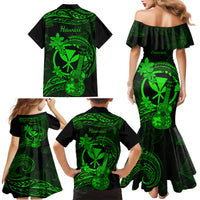 Hawaii Family Matching Mermaid Dress and Hawaiian Shirt Ukulele Mix Polynesian Plumeria Green Version LT14 - Polynesian Pride