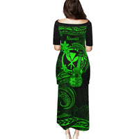 Hawaii Family Matching Puletasi Dress and Hawaiian Shirt Ukulele Mix Polynesian Plumeria Green Version LT14 - Polynesian Pride