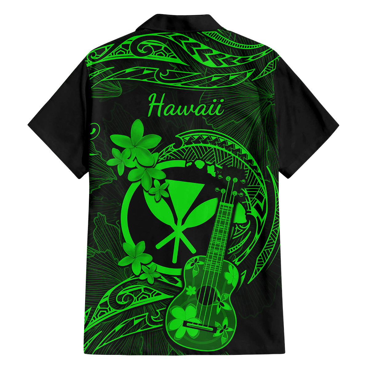 Hawaii Family Matching Short Sleeve Bodycon Dress and Hawaiian Shirt Ukulele Mix Polynesian Plumeria Green Version LT14 - Polynesian Pride