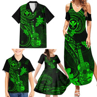hawaii-family-matching-summer-maxi-dress-and-hawaiian-shirt-ukulele-mix-polynesian-plumeria-green-version