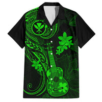 Hawaii Family Matching Tank Maxi Dress and Hawaiian Shirt Ukulele Mix Polynesian Plumeria Green Version LT14 Dad's Shirt - Short Sleeve Green - Polynesian Pride