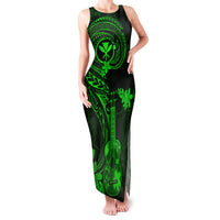 Hawaii Family Matching Tank Maxi Dress and Hawaiian Shirt Ukulele Mix Polynesian Plumeria Green Version LT14 Mom's Dress Green - Polynesian Pride