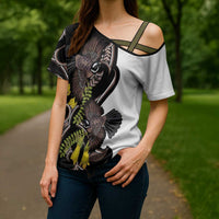 New Zealand Valentines Day Cross Shoulder Shirt Piwakawaka Lovers Maori Koru Tattoo - Polynesian Pride