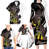 New Zealand Valentines Day Family Matching Long Sleeve Bodycon Dress and Hawaiian Shirt Piwakawaka Lovers Maori Koru Tattoo LT14 - Polynesian Pride