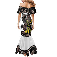 New Zealand Valentines Day Family Matching Mermaid Dress and Hawaiian Shirt Piwakawaka Lovers Maori Koru Tattoo LT14 - Polynesian Pride
