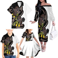 New Zealand Valentines Day Family Matching Off The Shoulder Long Sleeve Dress and Hawaiian Shirt Piwakawaka Lovers Maori Koru Tattoo LT14 - Polynesian Pride