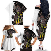 New Zealand Valentines Day Family Matching Off The Shoulder Long Sleeve Dress and Hawaiian Shirt Piwakawaka Lovers Maori Koru Tattoo LT14 - Polynesian Pride