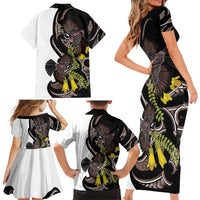 New Zealand Valentines Day Family Matching Short Sleeve Bodycon Dress and Hawaiian Shirt Piwakawaka Lovers Maori Koru Tattoo LT14 - Polynesian Pride