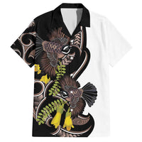 New Zealand Valentines Day Family Matching Short Sleeve Bodycon Dress and Hawaiian Shirt Piwakawaka Lovers Maori Koru Tattoo LT14 Dad's Shirt - Short Sleeve Black - Polynesian Pride