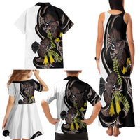 New Zealand Valentines Day Family Matching Tank Maxi Dress and Hawaiian Shirt Piwakawaka Lovers Maori Koru Tattoo LT14 - Polynesian Pride