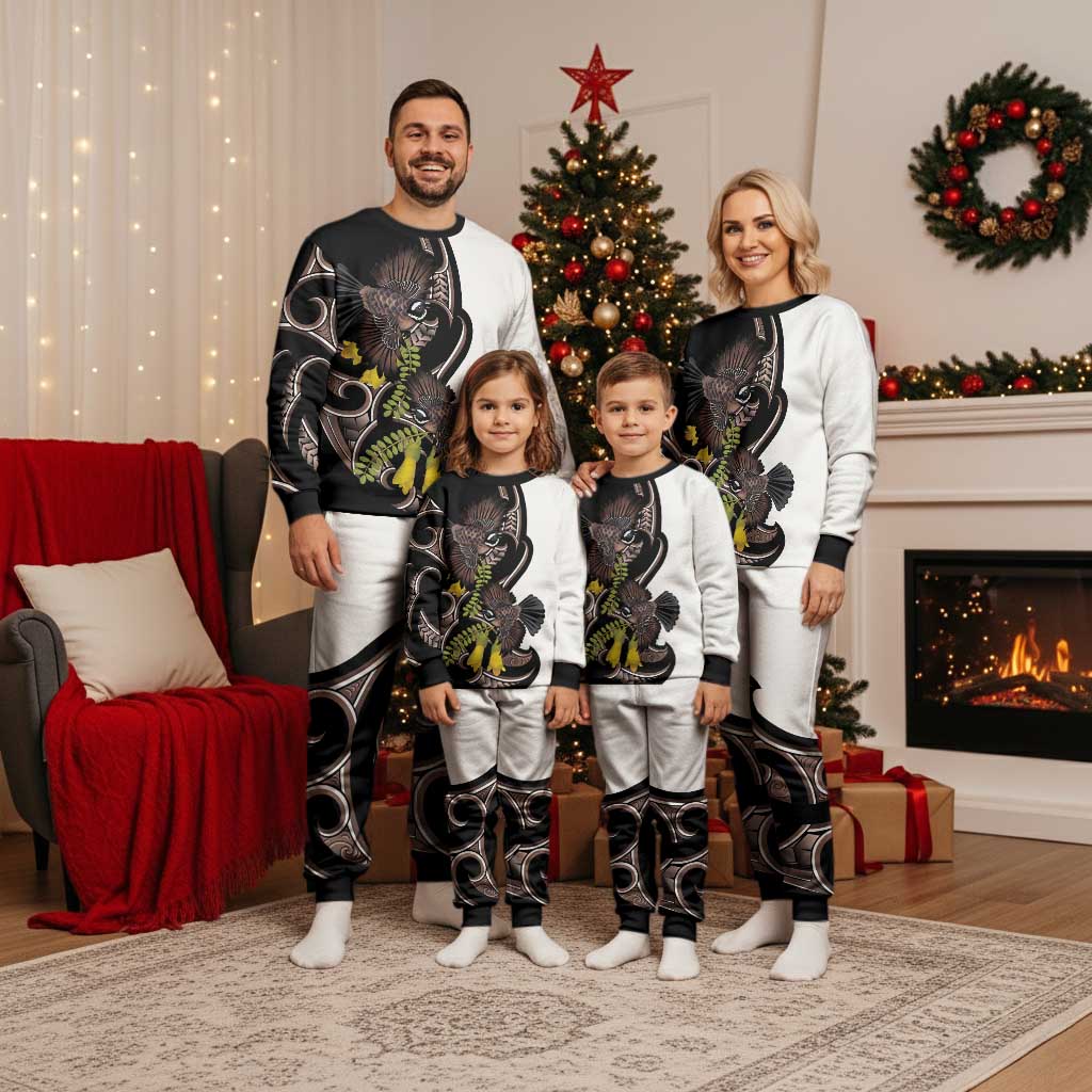 New Zealand Valentines Day Christmas Pajama Set Piwakawaka Lovers Maori Koru Tattoo - Polynesian Pride