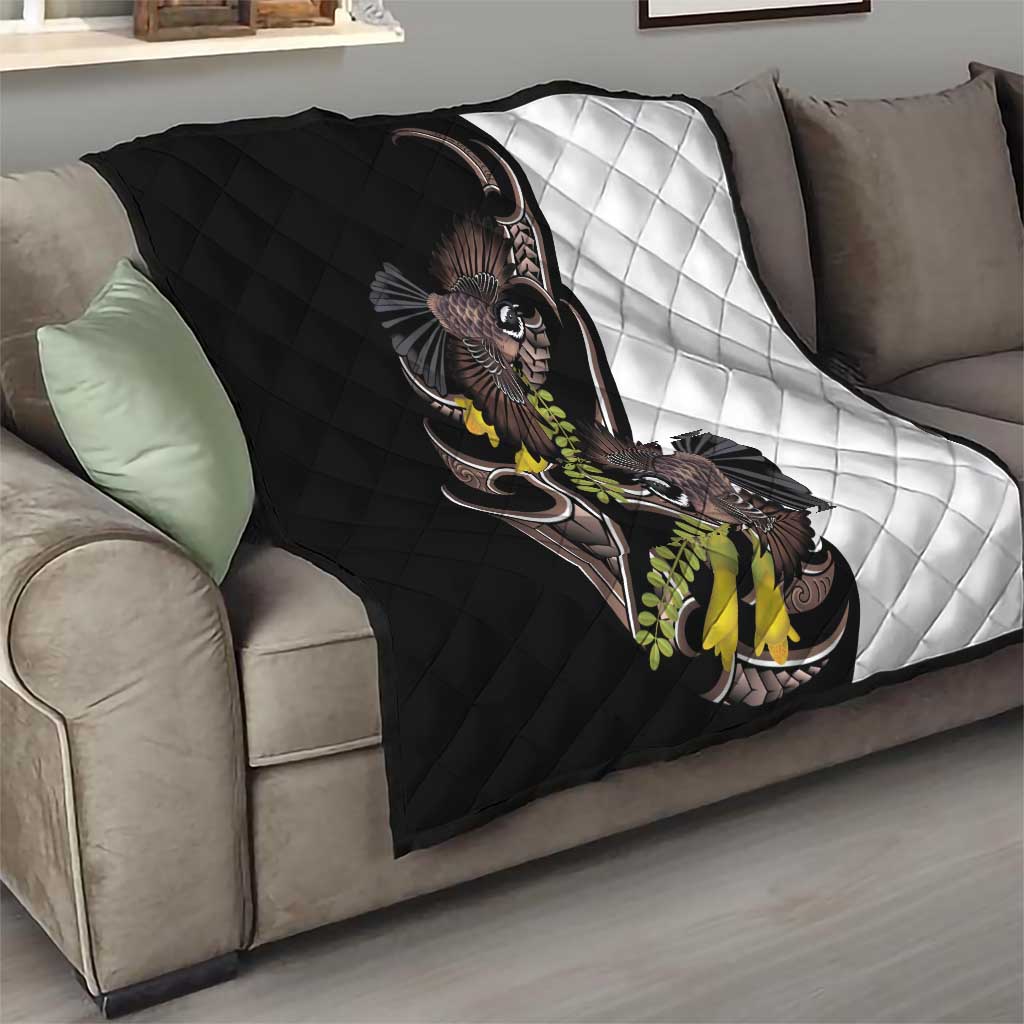 New Zealand Valentines Day Quilt Piwakawaka Lovers Maori Koru Tattoo - Polynesian Pride