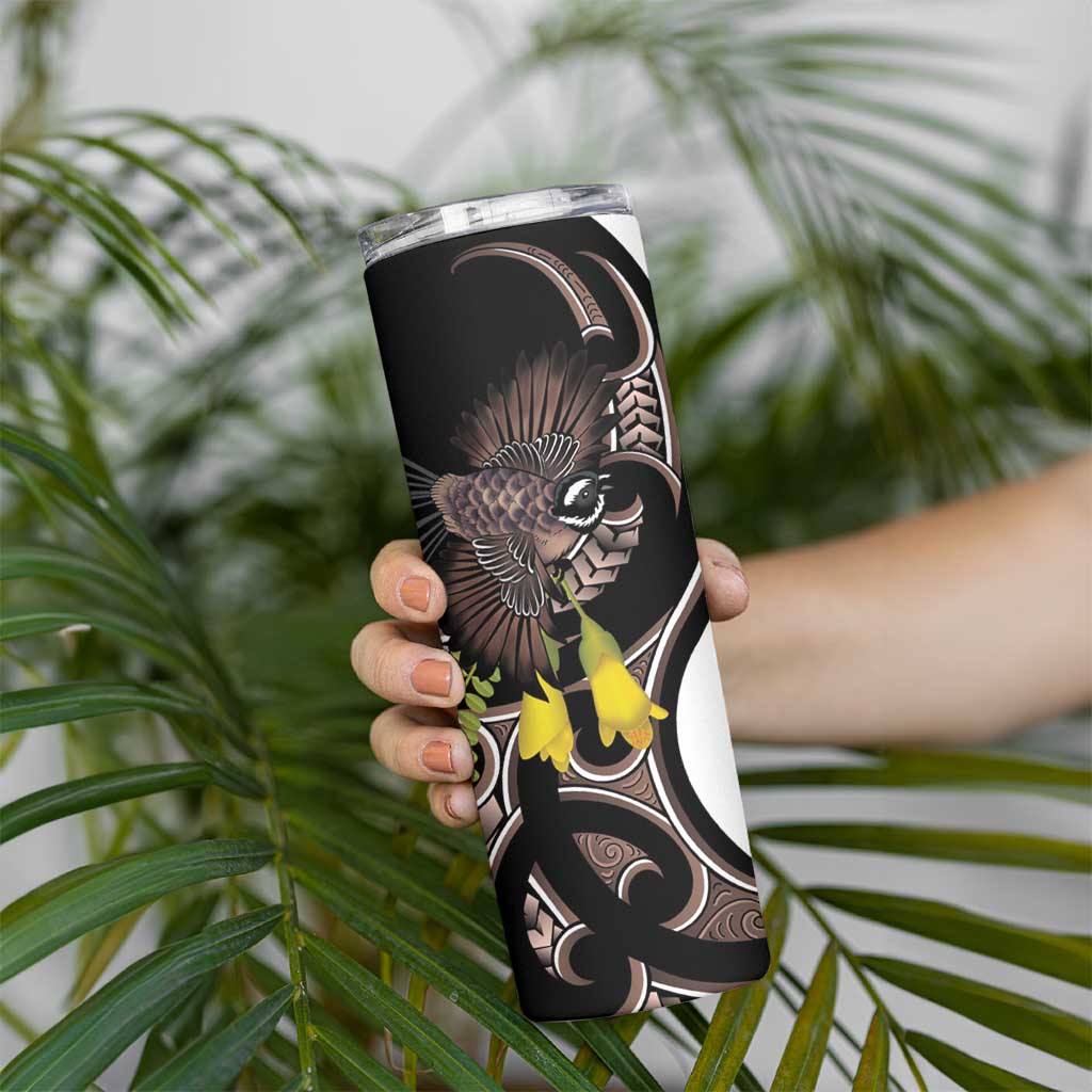 New Zealand Valentines Day Skinny Tumbler Piwakawaka Lovers Maori Koru Tattoo LT14 - Polynesian Pride