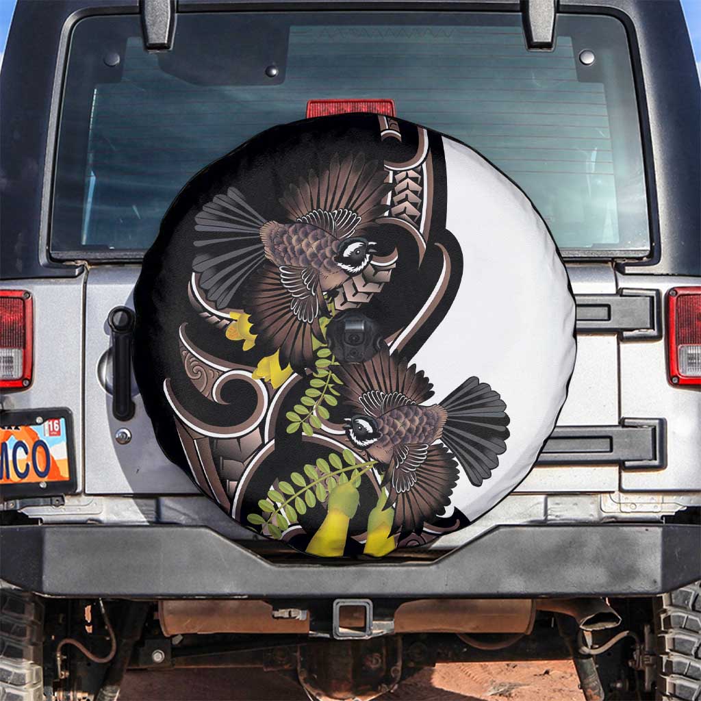 New Zealand Valentines Day Spare Tire Cover Piwakawaka Lovers Maori Koru Tattoo - Polynesian Pride