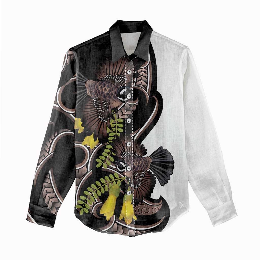 New Zealand Valentines Day Women Casual Shirt Piwakawaka Lovers Maori Koru Tattoo LT14 - Polynesian Pride