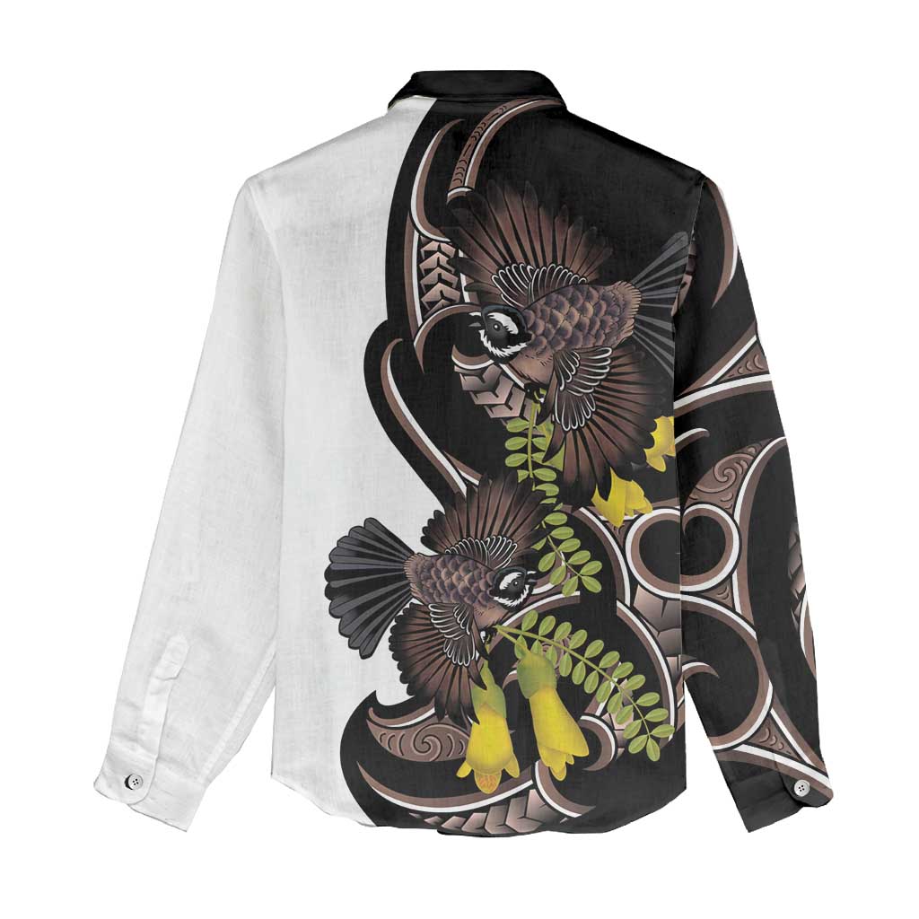 New Zealand Valentines Day Women Casual Shirt Piwakawaka Lovers Maori Koru Tattoo LT14 - Polynesian Pride