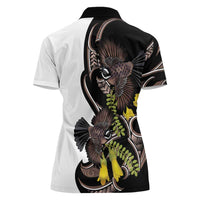 New Zealand Valentines Day Women Polo Shirt Piwakawaka Lovers Maori Koru Tattoo LT14 - Polynesian Pride