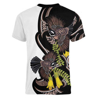 New Zealand Valentines Day Women V-Neck T-Shirt Piwakawaka Lovers Maori Koru Tattoo LT14 - Polynesian Pride