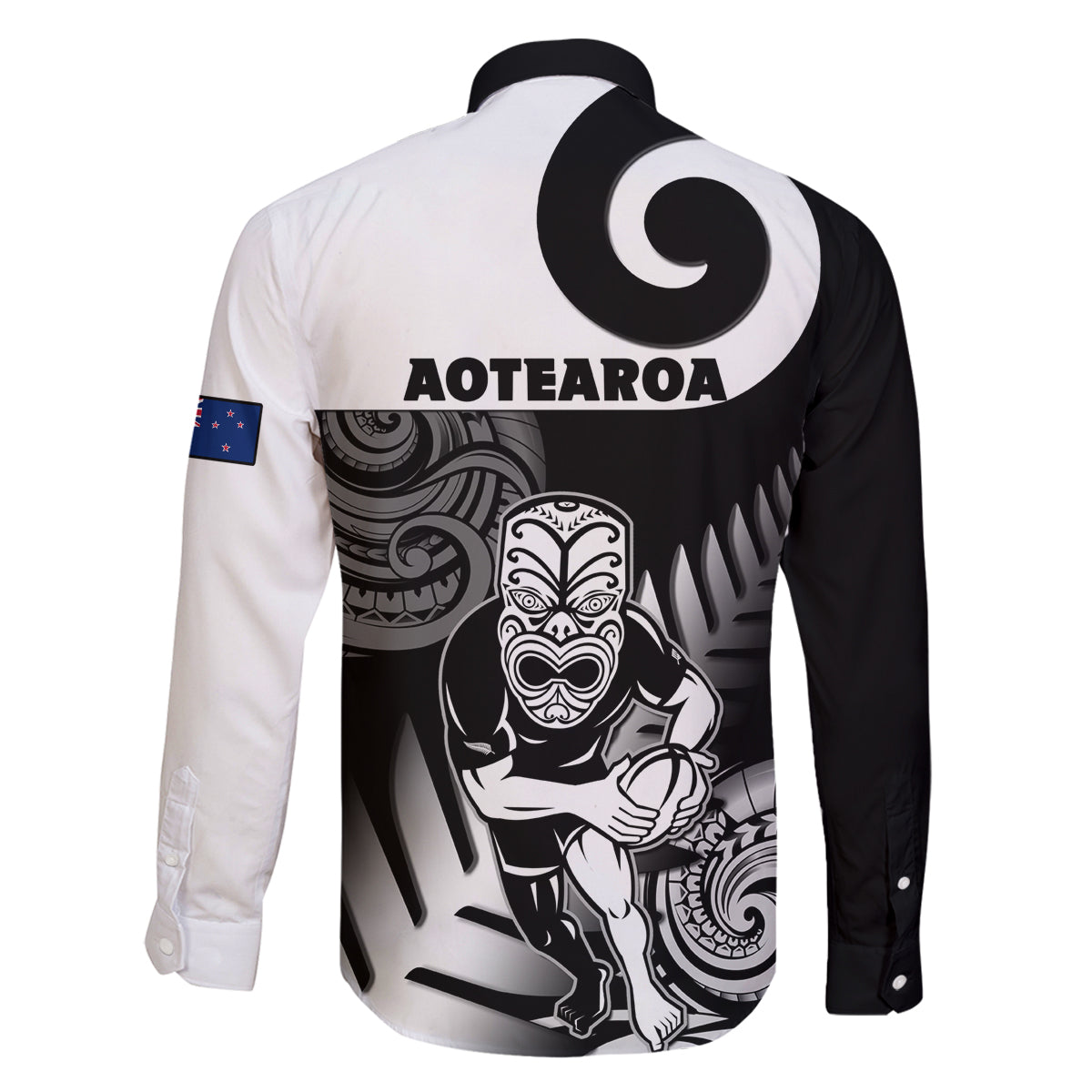 New Zealand Silver Fern Rugby Family Matching Off Shoulder Long Sleeve Dress and Hawaiian Shirt Go Champions NZ All Black Maori Koru LT14 - Polynesian Pride