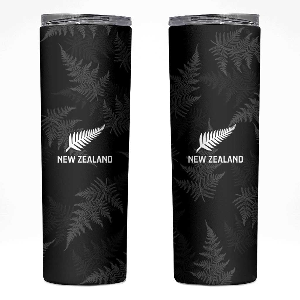New Zealand Silver Fern Rugby Skinny Tumbler Go Aotearoa Champions World Cup LT14 Black - Polynesian Pride