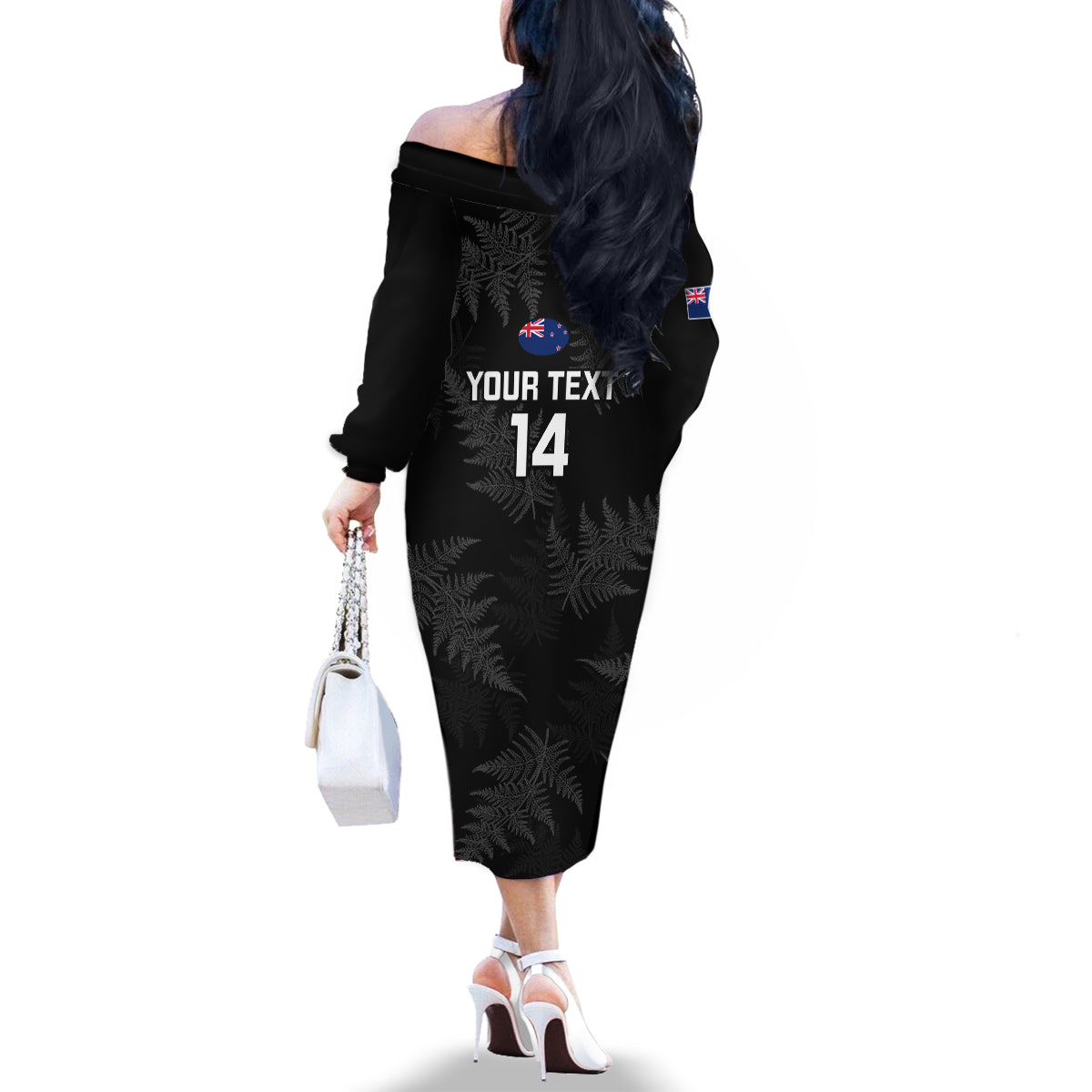 Custom New Zealand Silver Fern Rugby Family Matching Off Shoulder Long Sleeve Dress and Hawaiian Shirt 2023 Go Aotearoa Champions World Cup LT14 - Polynesian Pride