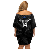 Custom New Zealand Silver Fern Rugby Family Matching Off Shoulder Short Dress and Hawaiian Shirt 2023 Go Aotearoa Champions World Cup LT14 - Polynesian Pride