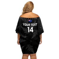 Custom New Zealand Silver Fern Rugby Off Shoulder Short Dress 2023 Go Aotearoa Champions World Cup LT14 - Polynesian Pride