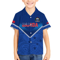 Samoa Rugby Kid Hawaiian Shirt 2023 Go Manu Samoa LT14 Kid Blue - Polynesian Pride