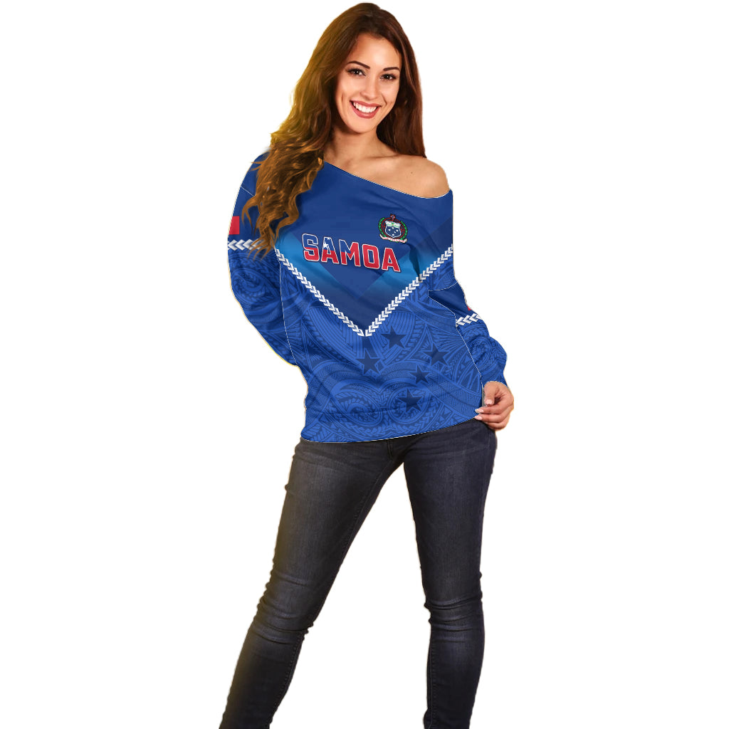 Samoa Rugby Off Shoulder Sweater 2023 Go Manu Samoa LT14 - Polynesian Pride