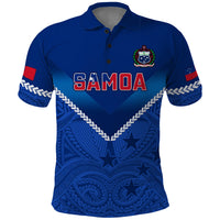 Samoa Rugby Polo Shirt 2023 Go Manu Samoa LT14 Blue - Polynesian Pride