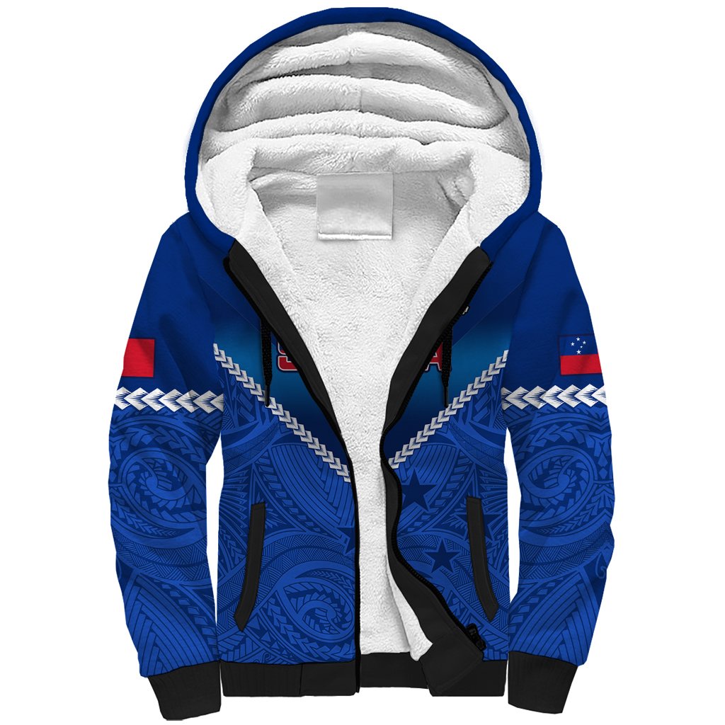 Samoa Rugby Sherpa Hoodie 2023 Go Manu Samoa LT14 Unisex Blue - Polynesian Pride