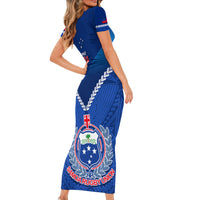 Samoa Rugby Short Sleeve Bodycon Dress 2023 Go Manu Samoa LT14 - Polynesian Pride