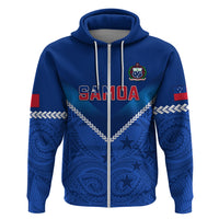 Custom Samoa Rugby Hoodie 2023 Go Manu Samoa With Polynesian Tattoo LT14 Zip Hoodie Blue - Polynesian Pride
