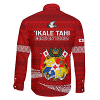 Tonga Rugby Family Matching Off Shoulder Maxi Dress and Hawaiian Shirt 2023 Ikale Tahi Tongan Ngatu Pattern LT14 - Polynesian Pride