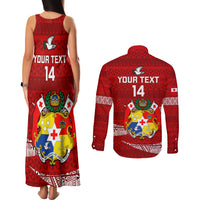 Custom Tonga Rugby Couples Matching Tank Maxi Dress and Long Sleeve Button Shirts 2023 Ikale Tahi Tongan Ngatu Pattern LT14 - Polynesian Pride