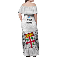 Fiji Rugby Family Matching Off Shoulder Maxi Dress and Hawaiian Shirt 2023 Go Champions World Cup Fijian Tapa Pattern LT14 - Polynesian Pride