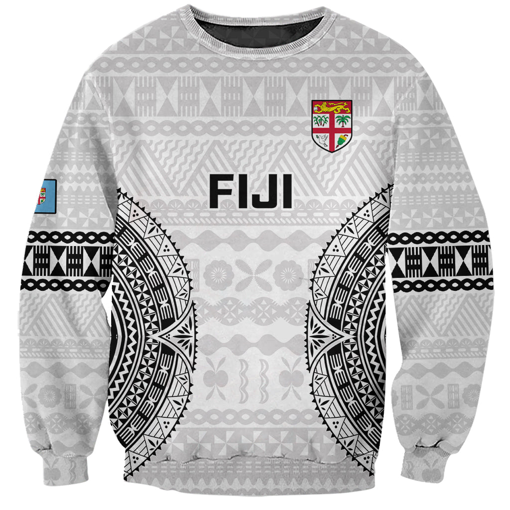 Fiji Rugby Sweatshirt 2023 Go Champions World Cup Fijian Tapa Pattern LT14 Unisex White - Polynesian Pride