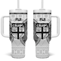 Fiji Rugby Tumbler With Handle Go Champions World Cup Fijian Tapa Pattern