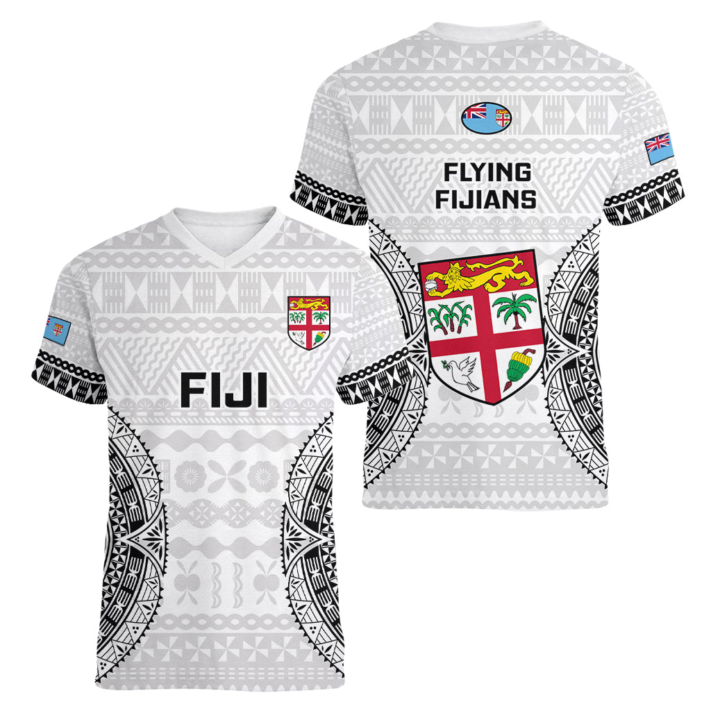 Fiji Rugby Women V Neck T Shirt 2023 Go Champions World Cup Fijian Tapa Pattern LT14 - Polynesian Pride