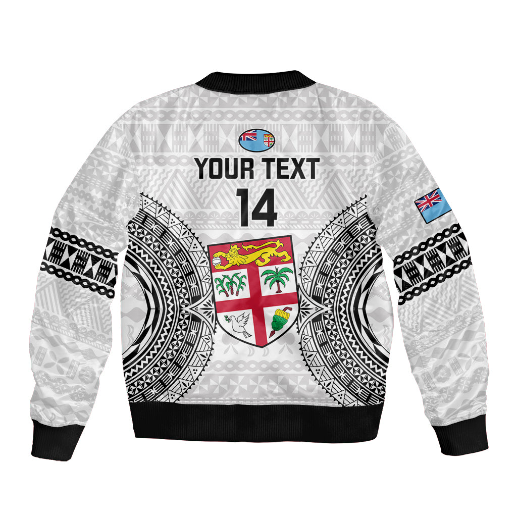 Custom Fiji Rugby Sleeve Zip Bomber Jacket 2023 Go Champions World Cup Fijian Tapa Pattern LT14 - Polynesian Pride