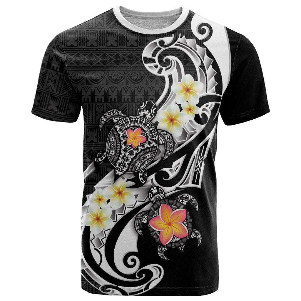 Bula Fiji Tapa Turtle T Shirt Plumeria Fijian Masi Vonu Black LT14 Black - Polynesian Pride