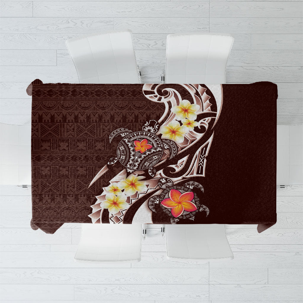 Bula Fiji Tapa Turtle Tablecloth Plumeria Fijian Masi Vonu Brown LT14 Brown - Polynesian Pride