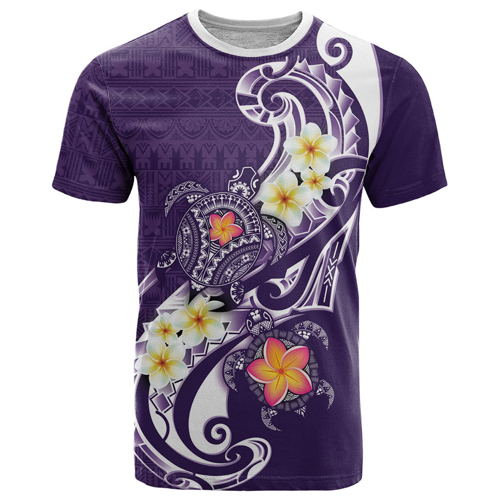 Bula Fiji Tapa Turtle T Shirt Plumeria Fijian Masi Vonu Purple LT14 Purple - Polynesian Pride