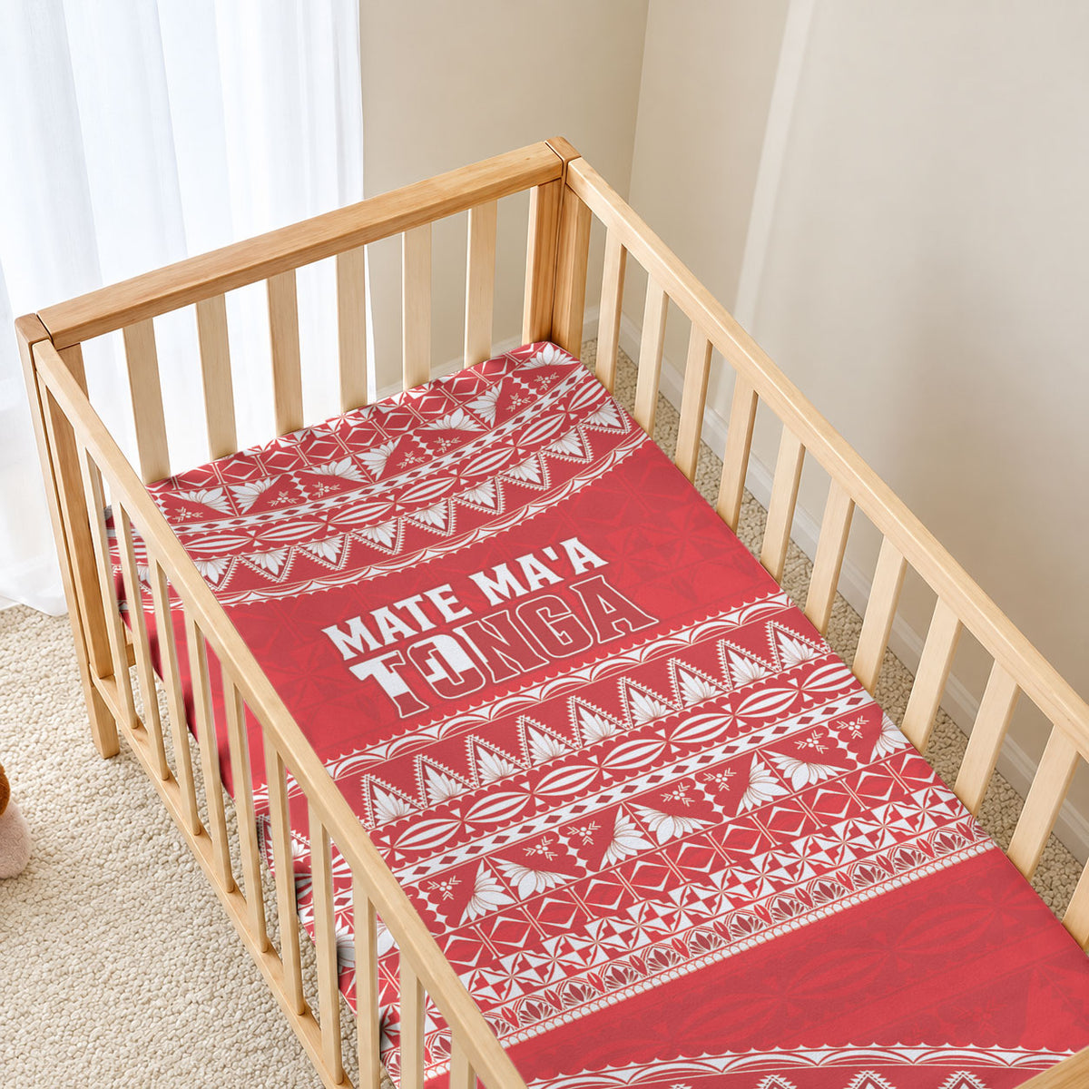Mate Ma'a Tonga 2026 Rugby Baby Bed Cover Go Champions Tongan Ngatu Pattern LT14 - Polynesian Pride