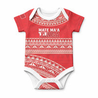 Mate Ma'a Tonga 2026 Rugby Custom Baby Onesie Go Champions Tongan Ngatu Pattern LT14 Red - Polynesian Pride